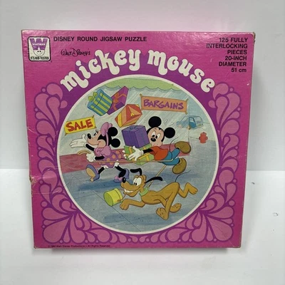 MICKEY MOUSE 1980 (4427-1) Rompecabezas Disney Minnie & Pluto redondo 1980 Foto 1 de 4