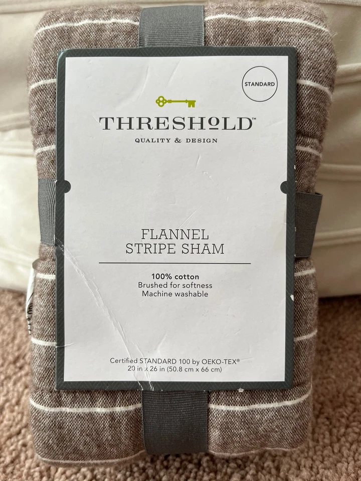 Funda de almohada a rayas de franela estándar Threshold, nueva Foto 1 de 3