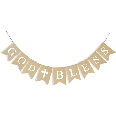 Kit de estandarte de primera comunión de Dios bendiga, decoraciones de bautizo para niños... Foto 1 de 4