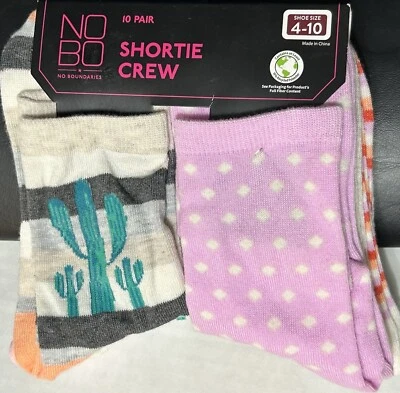 10 пар NOBO без границ женщин лодыжки носки размер 4-10 шорты экипажа - Изображение 1 из 4