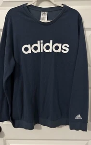 Adidas 2x Women’s Crewneck Blue Logo Spellout Sweatshirt - Picture 1 of 2