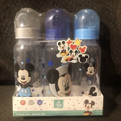 Paquete de 3 biberones Disney Cudlie Mickey Mouse bebé niño 9 oz Foto 1 de 3