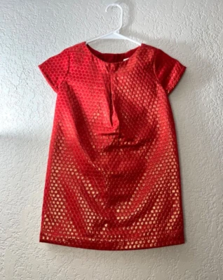 Vestido de fiesta Gap niños niñas rojo brillante metálico plisado S 6/7 Foto 1 de 4