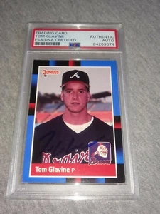 ATLANTA BRAVES- TOM GLAVINE SIGNED 1988 DONRUSS #644 ROOKIE CARD PSA/DNA SLAB - Picture 1 of 2