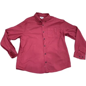 Como Man Mens Button Down Long Sleeve Shirt TXL Burgundy Pocket 100% Cotton - Picture 1 of 9