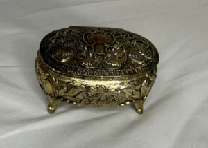 Vintage Silverplate Cloth Lined Jewelry Trinket Japan Holiday Imports - Picture 1 of 11