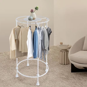 White Round Garment Rack Clothes Store Display Rack Freestanding Hanging Rack - Picture 1 of 16