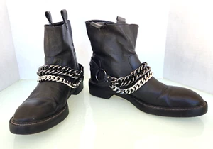 Zara Combat Biker Moto Boots Chain Link Black Softest Leather Sz 40 - Picture 1 of 11