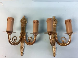 Vergoldete Messing Wandleuchte Paar 2-Licht 9,25"" H - Bild 1 von 9