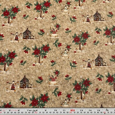 Vintage 2003 Cabin Cloth Christmas Carol Endres Spectrix Cotton by the HALF YARD - Image 1 of 2