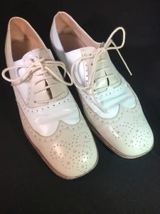 SALVATORE FERRAGAMO OXFORD LACE UP TAN BEIGE SZ 4 1/2 B W/CLOTH BAG#35  - Picture 1 of 8