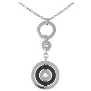Bvlgari Bulgari Astrale Cerchi 18k White Gold Black Ceramic Circle Disc Necklace - Picture 1 of 10