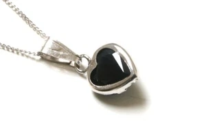 9ct White Gold Sapphire Heart Necklace Pendant and 18" chain Gift Boxed, UK made - Picture 1 of 4