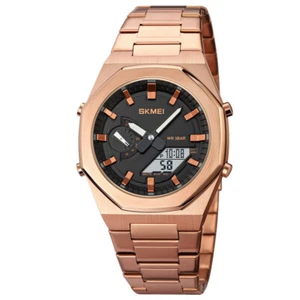 Classic Men Digital Analog Watch Waterproof Date Stainless Steel Strap Watch - Picture 1 of 22