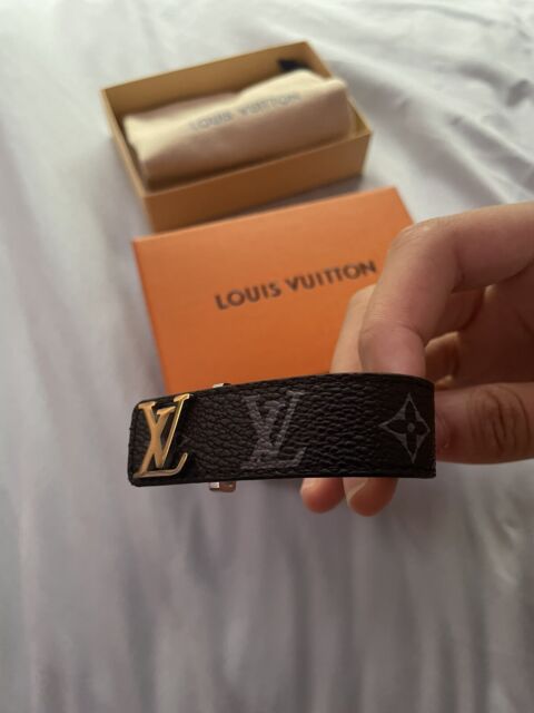  Louis Vuitton M6456D Bracelet Accessory LV Slim Men's Bangle  Black/Silver Size 21, Silver : Clothing, Shoes & Jewelry