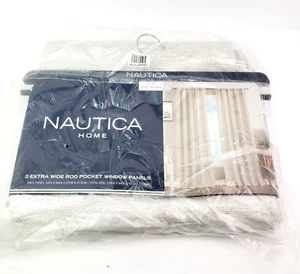 Nautica Home Caspian Textured 54x84 Pair Natural Window Panels Curtains - Picture 1 of 5