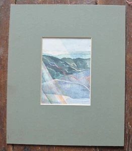 Landscape inks + watercolour   by Helen Lawson  mounted 1970's original - Picture 1 of 3