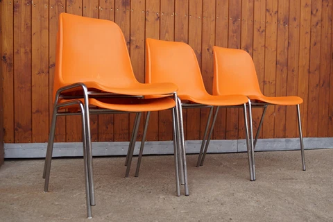 Stacking Chair Vintage Chrome Orange Dining Room Retro Space Age 1/13 Cover