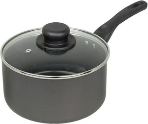 Non Stick Saucepan + Glass Lid 6 7 8 9 inches Milk Pan New Aluminium Heavy Duty - Picture 1 of 9
