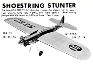 Model Airplane Plans (UC): Shoestring Stunter 42" for .19-.35 by Carl Goldberg