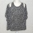 NWT Lucky Brand Faux Wrap Cold Shoulder Swing Blouse Size L Paisley Knit Hi-Lo