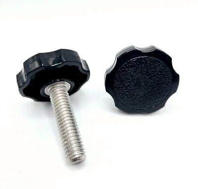 WESTERN SUPPLY WAREHOUSE 3/8" Thumb Screw Bolts Black Round Clamping Hand Knob Hex Head Stainless Steel