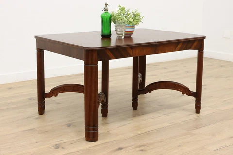 Art Deco Vintage Walnut & Burl Dining Table, Butterfly Leaf #41365 Cover