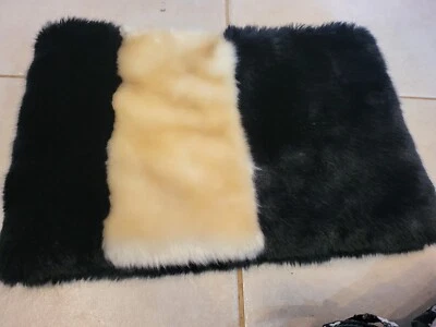 Calentador de cuello de piel sintética Kate Spade negro/beige nuevo sin etiquetas Foto 1 de 2