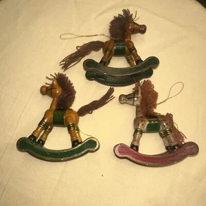 Vintage Holzpferd Weihnachtsschmuck - 3er Set - Bild 1 von 6