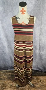 RARE VTG Ralph Lauren Linen Blend Southwest Stripe Knit Long Dress Sz Petite P/S - Picture 1 of 10