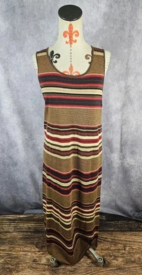 RARE VTG Ralph Lauren Linen Blend Southwest Stripe Knit Long Dress Sz Petite P/S - Image 1 of 4