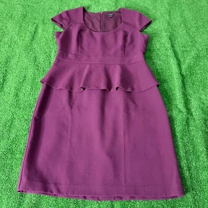 Ann Taylor lebendig Pflaume Doubleweave Schößchen Flügelärmel gefüttert Etuikleid Gr 10 - Bild 1 von 16