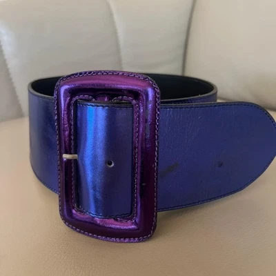 Cinturón ancho Emilio Pucci cuero púrpura hebilla grande para mujer de Japón Foto 1 de 4