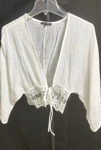 Paper Moon Damen klein bestickt Netz Taille weiß Top Schwimmen Abdeckung - Bild 1 von 8