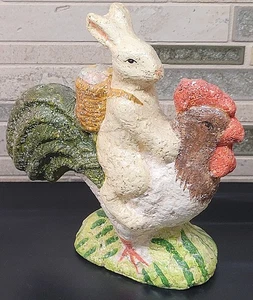 Vintage Teena Flanner Pappmaché Osterhase auf Hahn  - Bild 1 von 13