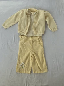 Vintage 1970/80's 4T Toddler Yellow Three Piece Set, Sweater, Doll Clothes - Picture 1 of 8