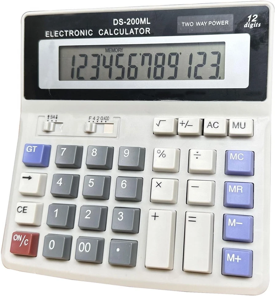12 Digit Display, Dual Power Basic Calculator Desktop, Big Button for Office, Bu - Image 1 of 4