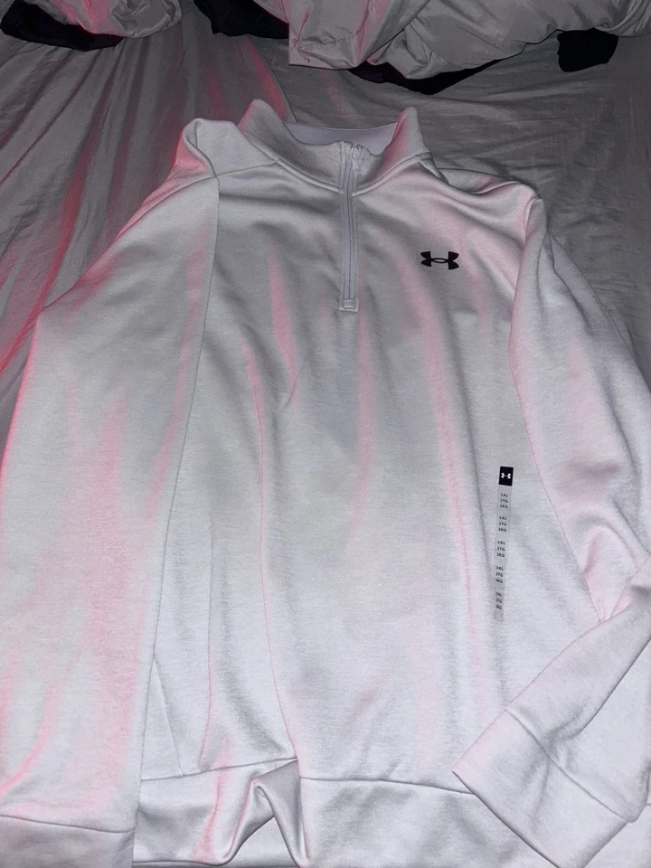 Under Armour Para Hombre 2XL Blanco Suéter Vellón 1/4 Cremallera Manga Larga y Pantalones de Sudadera ☼ Foto 1 de 4