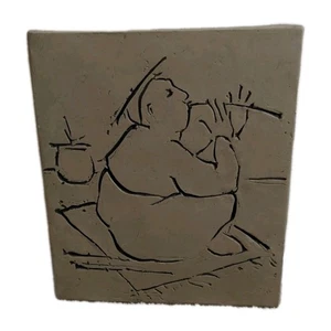 Signierte David Bryce Zeichnung aus getöntem Ton des Flötenspielers - Bild 1 von 7