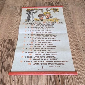 1963 Dorothy Nolte Felt Banner Children Learn What They Live Banner Vintage - Picture 1 of 7