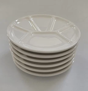 Williams Sonoma Varages Set di 6 piatti per fonduta divisi bianchi 8 1/2" FRANCIA - Foto 1 di 8