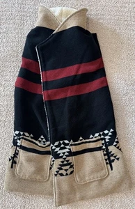 Southwest Aztec sella coperta gilet finto collo sherpa donna S ME JANE FIBBIA - Foto 1 di 12
