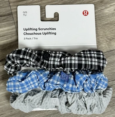 Lululemon Uplifting Scrunchies 3 Pack O/S POOL/BLK/VPOR 87181 - Image 1 of 4