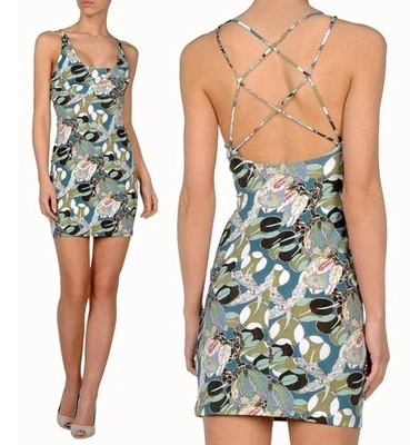 ROBERTO CAVALLI JERSEY SIGNATURE FLORAL PRINT DRESS sz 44 US 8 - Image 1 of 4