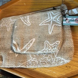 lola jane burlap wristlet set of 2 NEW beach themed Starfish - Picture 1 of 15