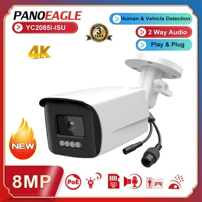 Panoeagle 4K 8MP IR Bullet POE Outdoor CCTV Security IP Camera 2-Way Audio CCTV