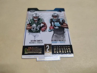 2015 Contenders Round Numbers RN7 Gold /99 Devin Smith Devin Funchess - Image 1 of 2