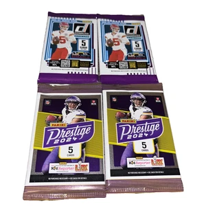 (2)2025 Donruss Football &(2)2024 Panini Prestige - 5 Card Packs - Free Shipping!!!! - Bild 1 von 4