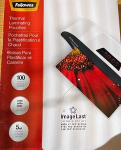 Fellowes ImageLast Thermal Laminating Pouches Letter Size 5 Mil 100/Pack - Picture 1 of 2