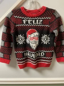Feliz Navidad Christmas Sweater Kids Size 8 Medium Ugly - Picture 1 of 3